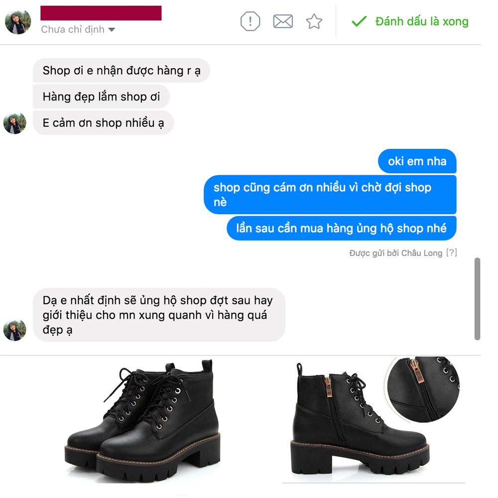Giày boot nữ buộc dây đế thô sang chảnh GBN0301 được khách hàng yêu thích!