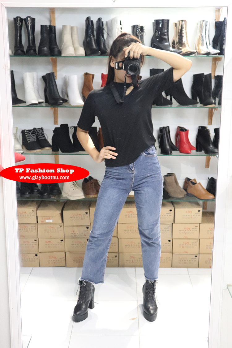 TP Fashion Shop review boot ống cao cổ ngắn cột dây SÀNH ĐIỆU GBN1701
