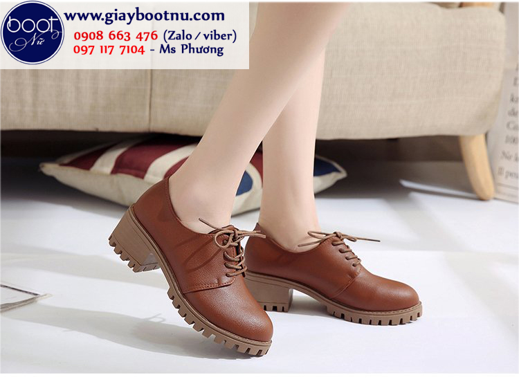 Giày boot nữ oxford màu nâu TRẺ TRUNG GBN2803