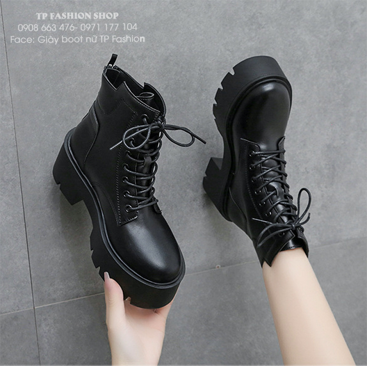 Combat boot cổ ngắn cột dây đế bảng cao 7cm style CÁ TÍNH HIỆN ĐẠI GBN30A