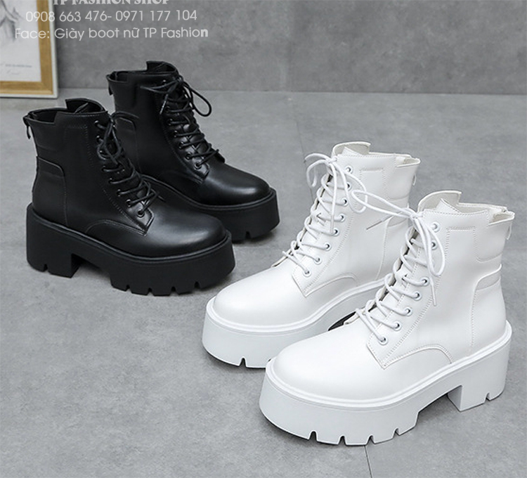 Combat boot cổ ngắn cột dây đế bảng cao 7cm style CÁ TÍNH HIỆN ĐẠI GBN30A