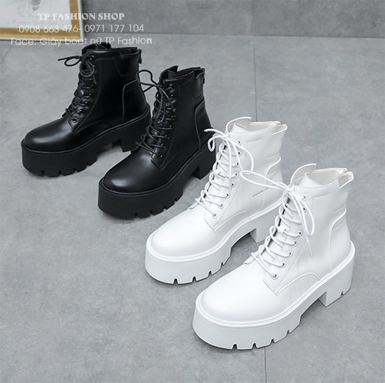 Combat boot cổ ngắn cột dây đế bảng cao 7cm style CÁ TÍNH HIỆN ĐẠI GBN30A