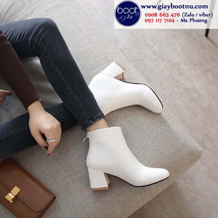 Boot cổ ngắn 6 phân trắng đơn giản GBN3502 mang đến gu thời trang tinh tế cho bạn!