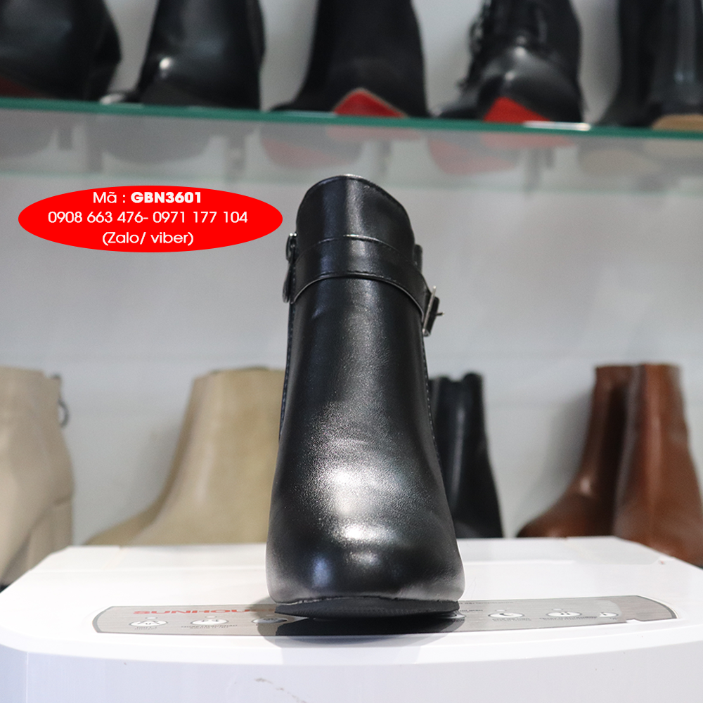 Boot cổ ngắn 6cm quai ngang đen HIỆN ĐẠI GBN3601