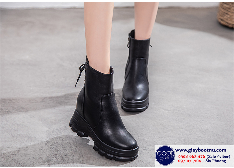 Boot nữ nâng đế 8cm màu đen HIỆN ĐẠI GBN4601