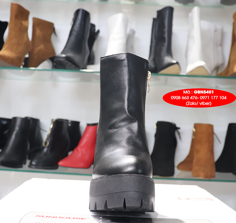 Boot nữ ĐƠN GIẢN gót vuông cao 12cm CHẮC CHÂN GBN5401