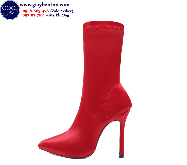 Boot satin nữ màu đỏ RỰC RỠ GBN5503