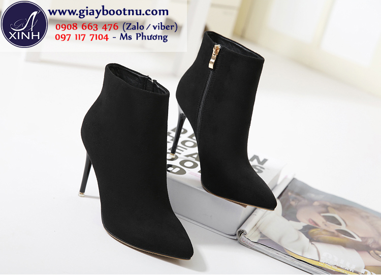 Boot nữ da lộn màu đen ĐƠN GIẢN HIỆN ĐẠI GBN5803