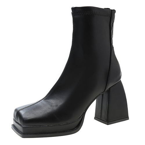 Giày boot nữ cổ ngắn gót trụ 9cm CHẮC CHÂN, MŨI VUÔNG thời thượng GBN64A