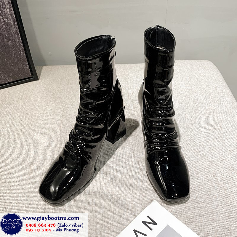 Boot dúng da bóng màu  đen THỜI THƯỢNG GBN6501 