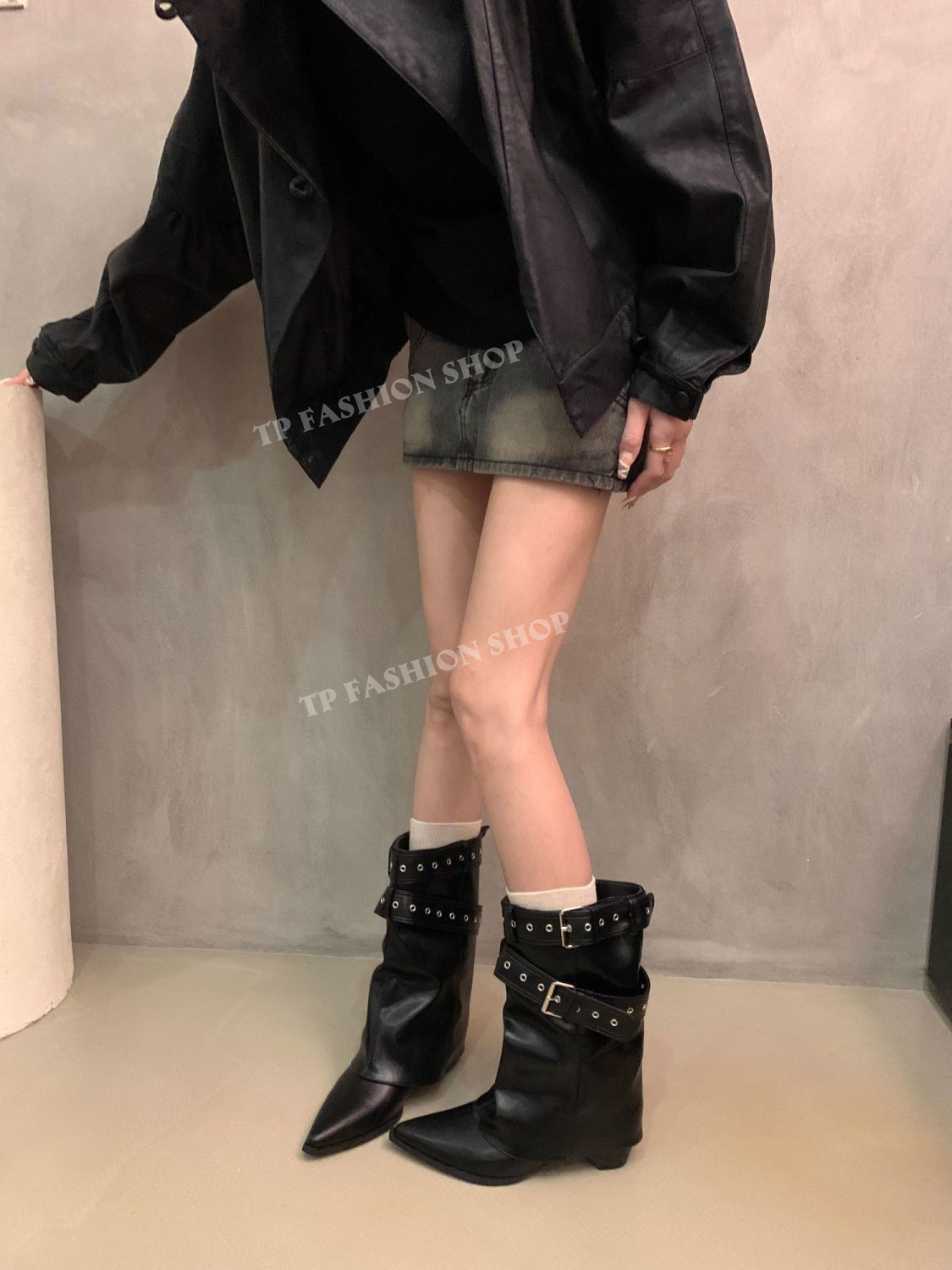 Giày boot ngắn CỔ LẬT, GIẤU GÓT mũi nhọn hottrend style mới lạ độc đáo GBN78A