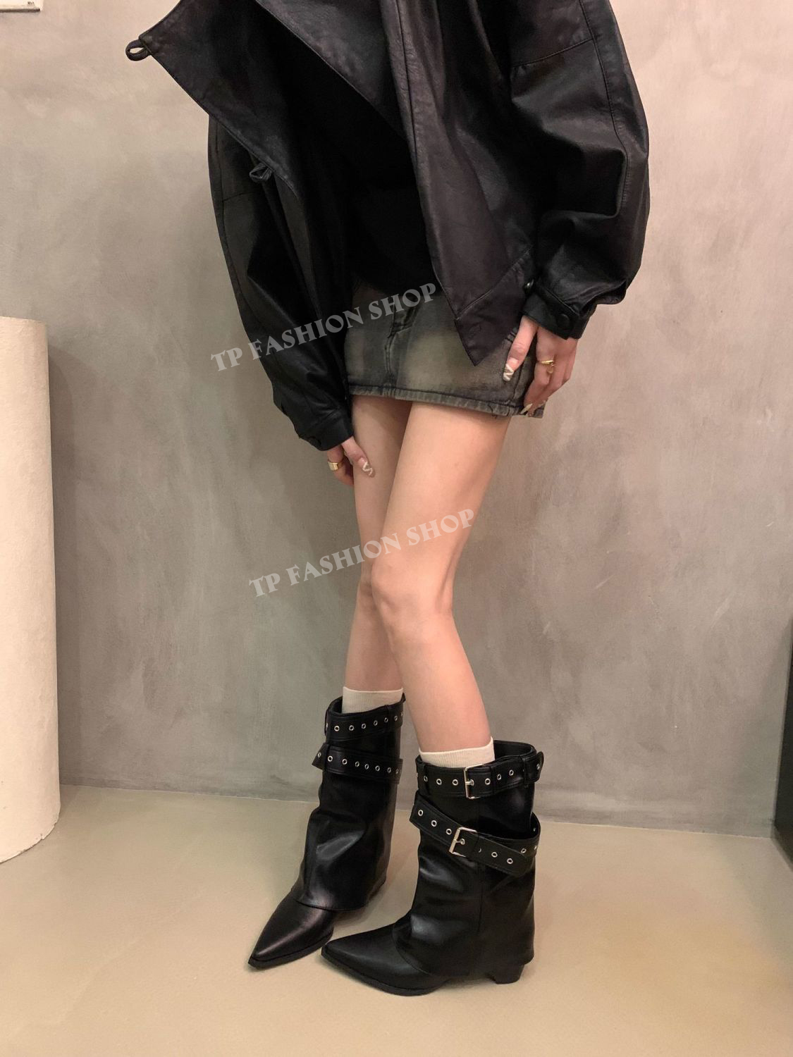 Giày boot ngắn CỔ LẬT, GIẤU GÓT mũi nhọn hottrend style mới lạ độc đáo GBN78A