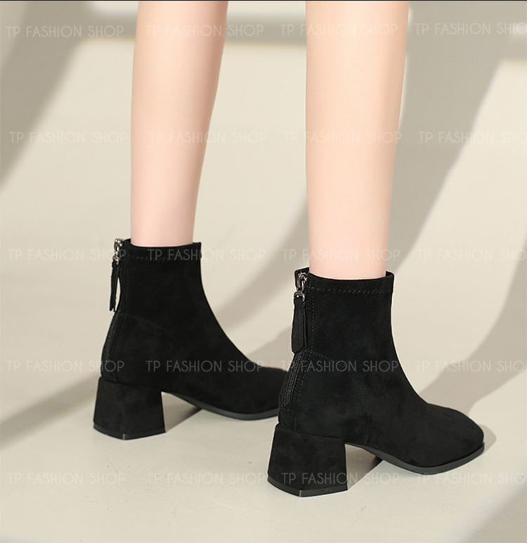 Giày boot nữ cổ ngắn chất da lộn MỀM ÊM CHÂN gót 5cm thoải mái đi bộ GBN86A