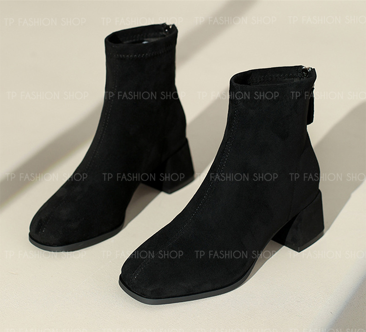 Giày boot nữ cổ ngắn chất da lộn MỀM ÊM CHÂN gót 5cm thoải mái đi bộ GBN86A