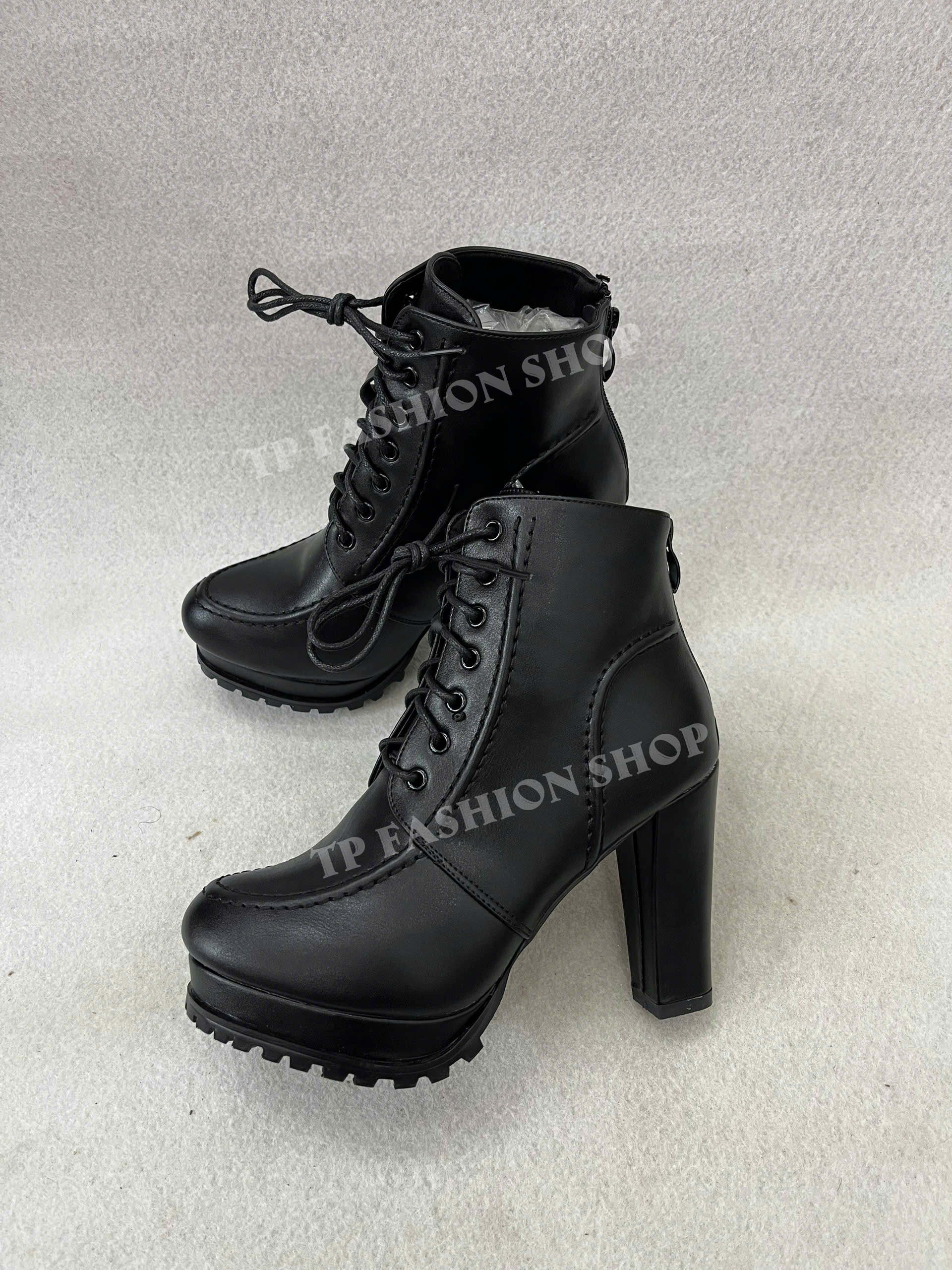 Giày boot nữ cột dây  gót vuông 10.5cm ÔM CHÂN TÔN DÁNG mang tiệc, biểu diễn, chụp ảnh GBN94