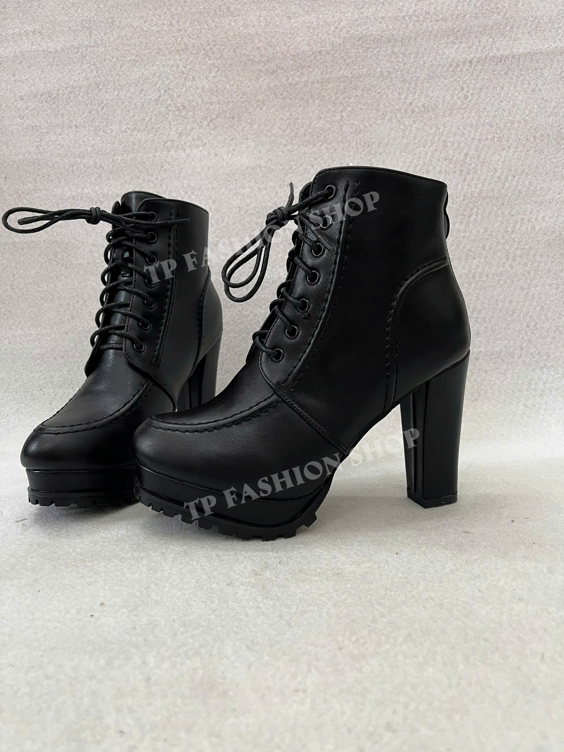 Giày boot nữ cột dây  gót vuông 10.5cm ÔM CHÂN TÔN DÁNG mang tiệc, biểu diễn, chụp ảnh GBN94