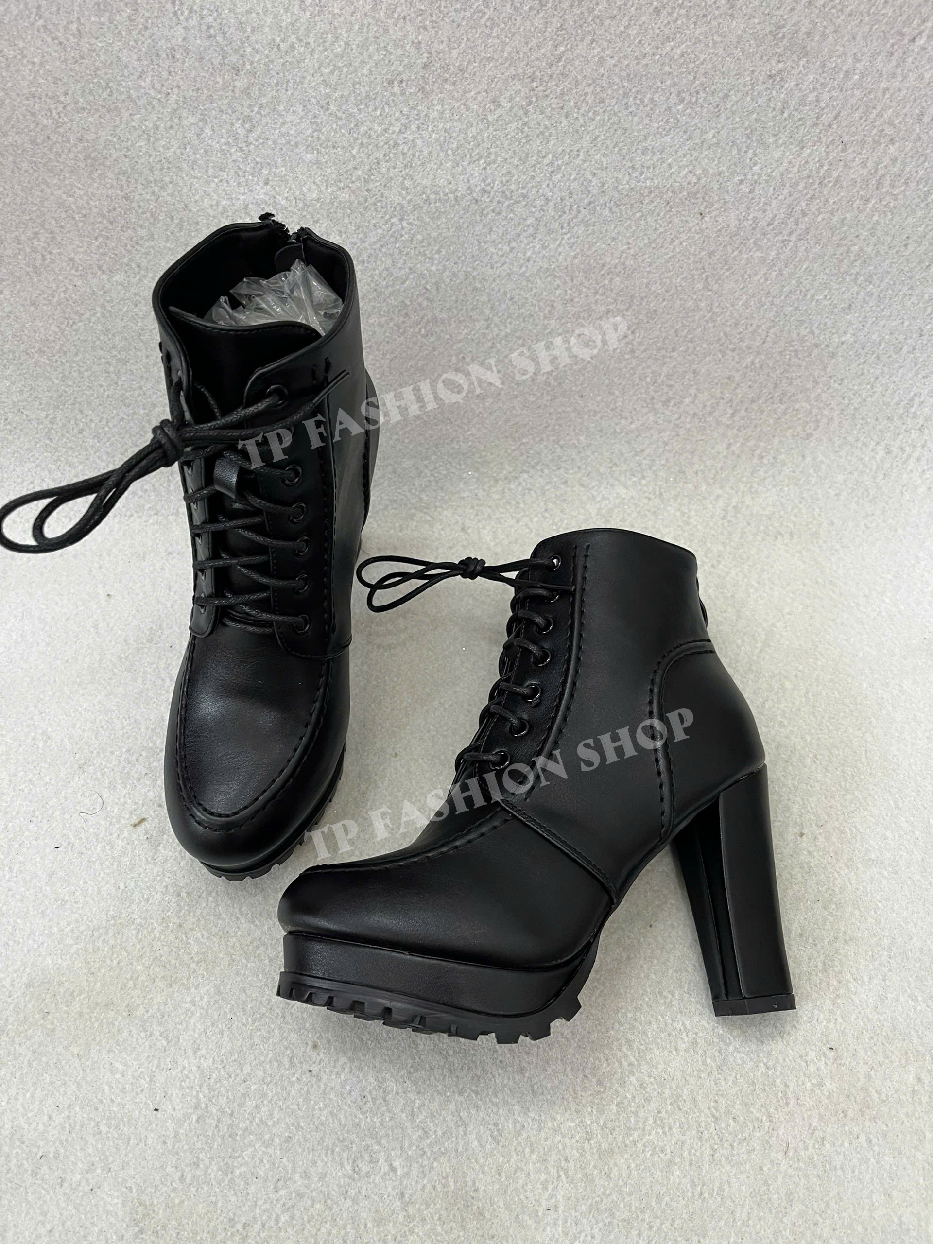 Giày boot nữ cột dây  gót vuông 10.5cm ÔM CHÂN TÔN DÁNG mang tiệc, biểu diễn, chụp ảnh GBN94