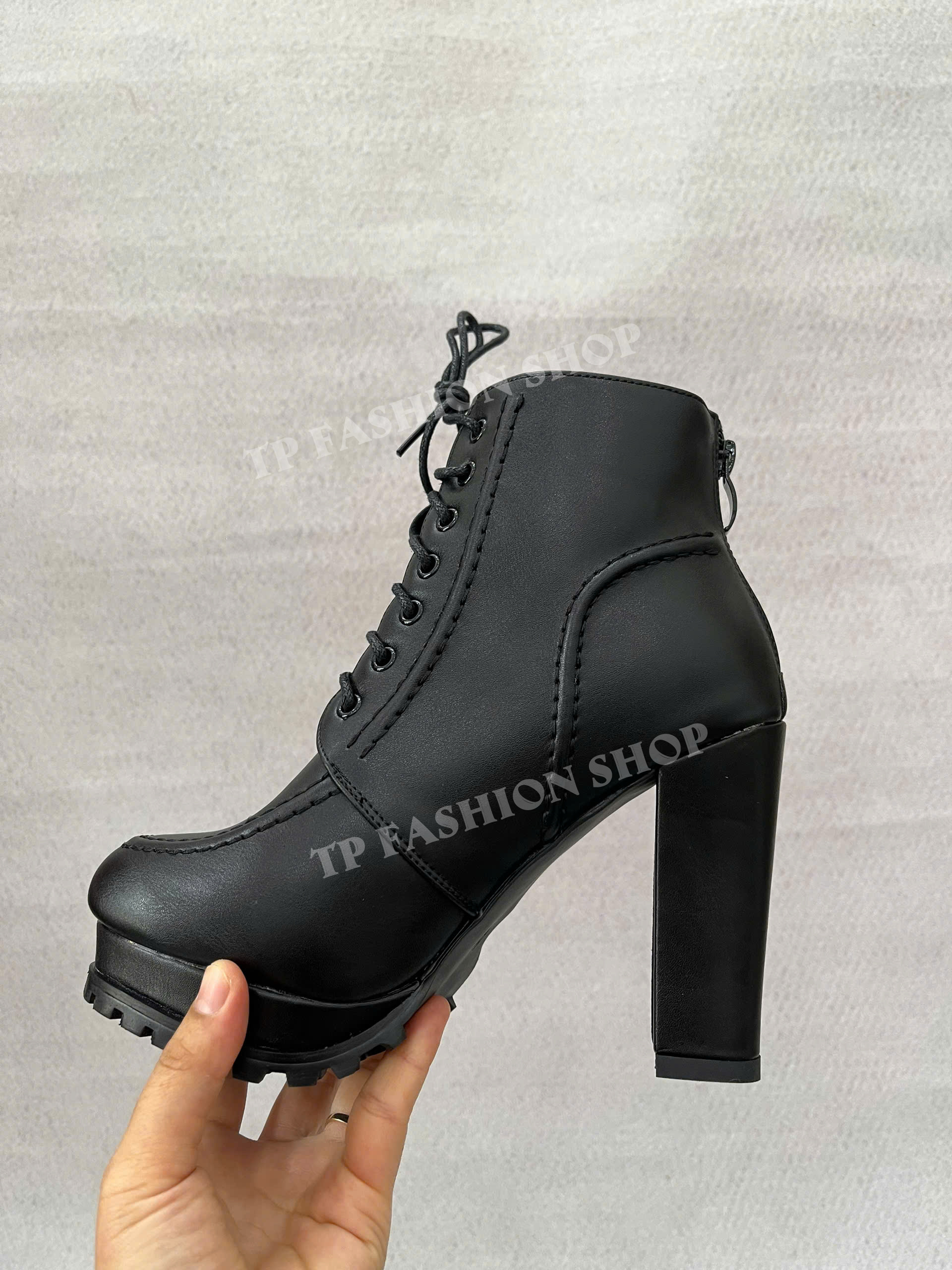 Giày boot nữ cột dây  gót vuông 10.5cm ÔM CHÂN TÔN DÁNG mang tiệc, biểu diễn, chụp ảnh GBN94