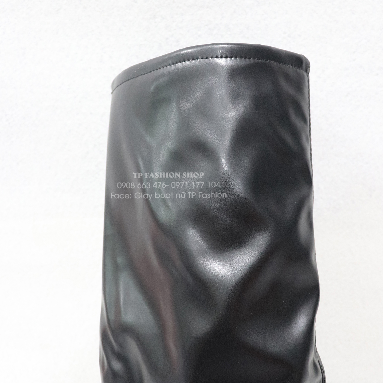 Giày boot nữ cổ gập THỜI TRANG mũi nhọn, gót nhọn 9cm màu đen GCC24A