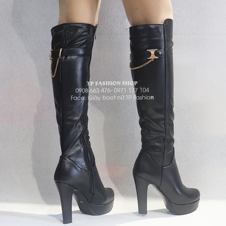 Giày boot nữ cổ cao dưới gối gót 12cm SÀNH ĐIỆU GCC2501
