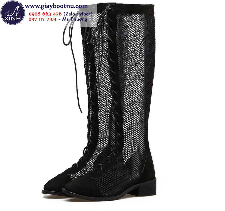 Giày boot nữ cổ cao đế bệt lưới sành điệu GCG46