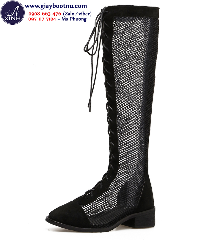 Giày boot nữ cổ cao đế bệt lưới sành điệu GCG46
