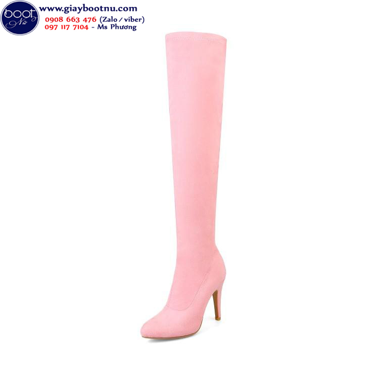 Boot ống cao màu hồng nhạt gót 10cm XINH XẮN
