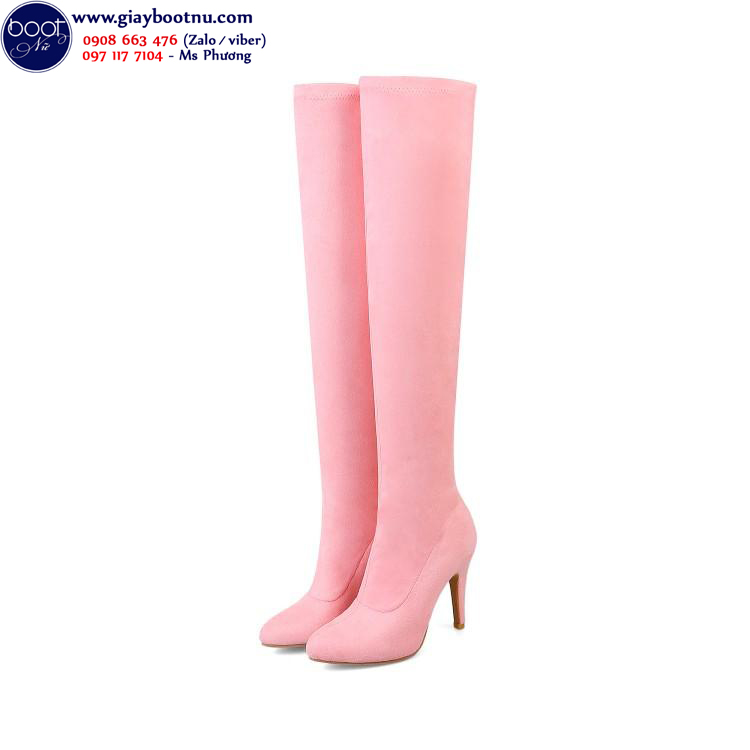 Boot ống cao màu hồng nhạt gót 10cm XINH XẮN