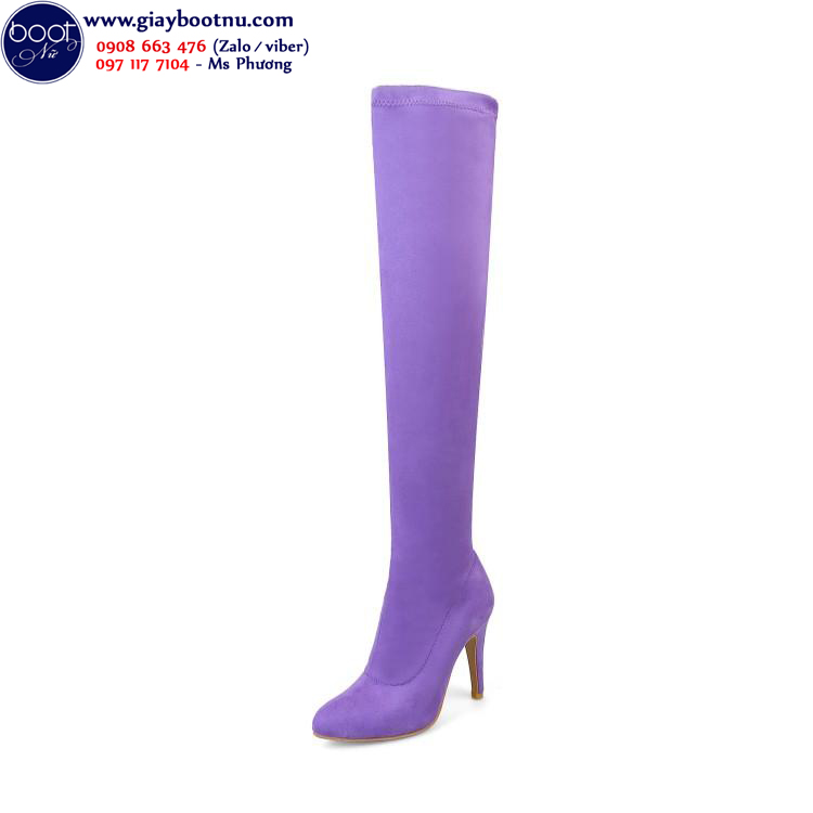 Boot ống cao màu tím ngang đùi gót 10cm SÀNH ĐIỆU