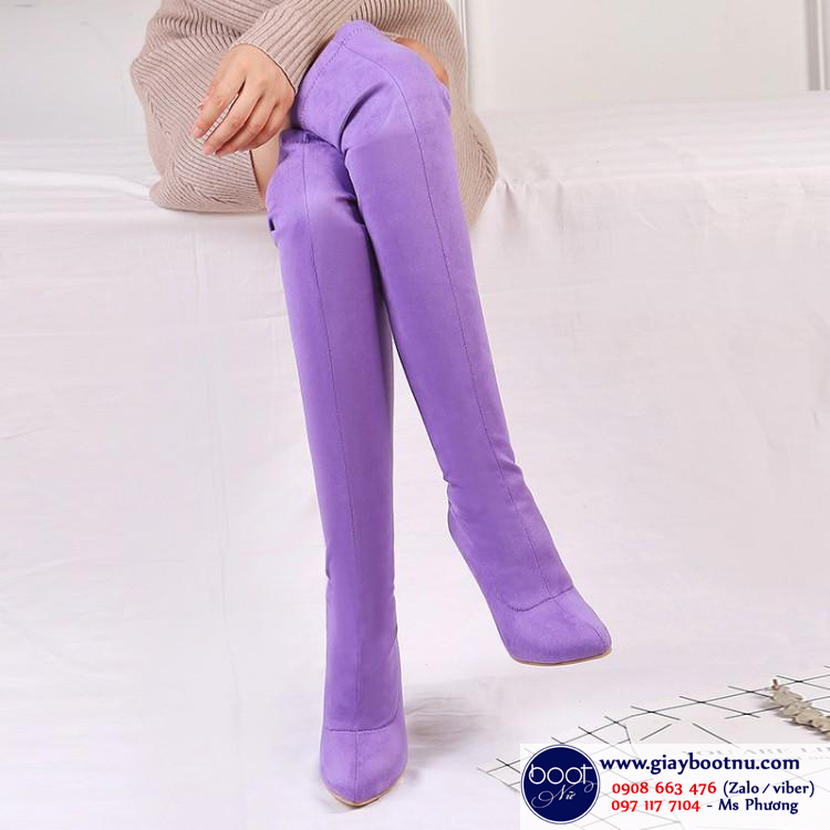Boot ống cao màu tím ngang đùi gót 10cm SÀNH ĐIỆU