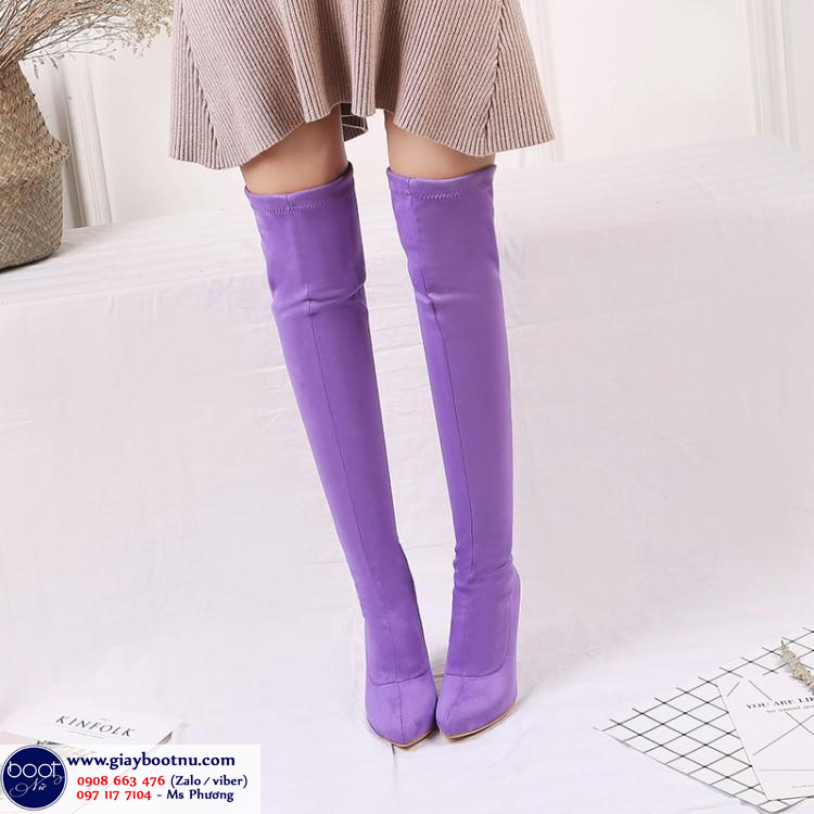Boot ống cao màu tím ngang đùi gót 10cm SÀNH ĐIỆU