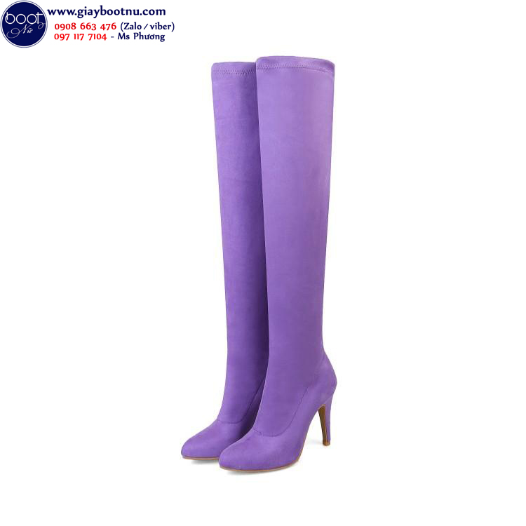 Boot ống cao màu tím ngang đùi gót 10cm SÀNH ĐIỆU