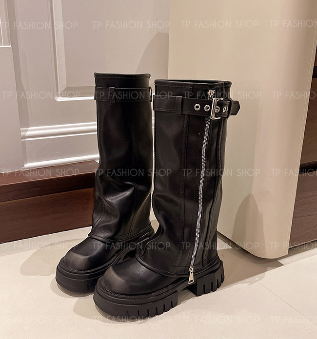Giày boot nữ kiểu ỐNG QUẦN hottrend cổ cao DƯỚI GỐI che khuyết điểm và kéo dài chân GCC62A