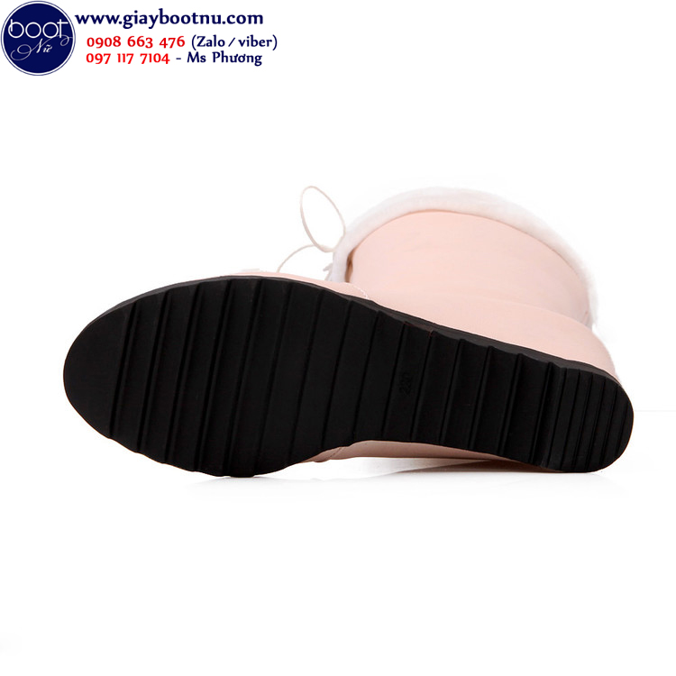 Giày boot cổ lông dưới gối màu hồng xinh xắn GCL0203