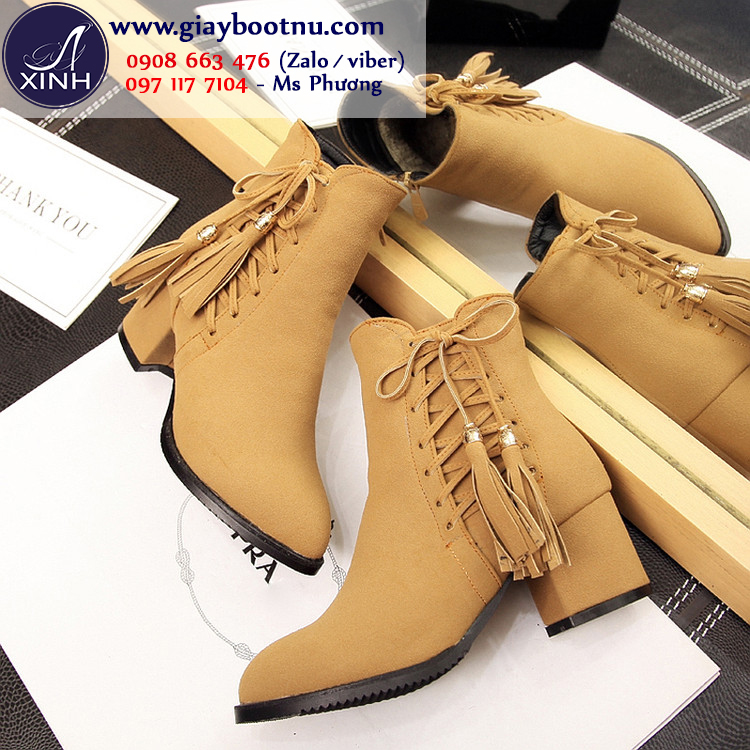 Giày boot nữ màu da bò cổ ngắn mẫu giày Tí Nguy Hiểm cực yêu thích và sưu tầm vào bộ sưu tập của mình!