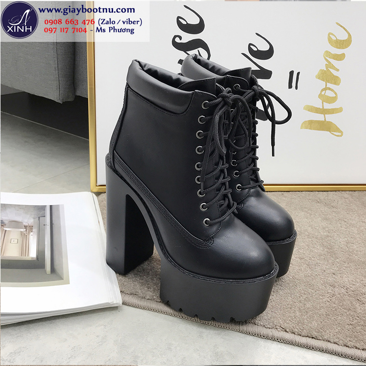 Boot nữ đế vuông tôn dáng 15cm màu đen GBN19201
