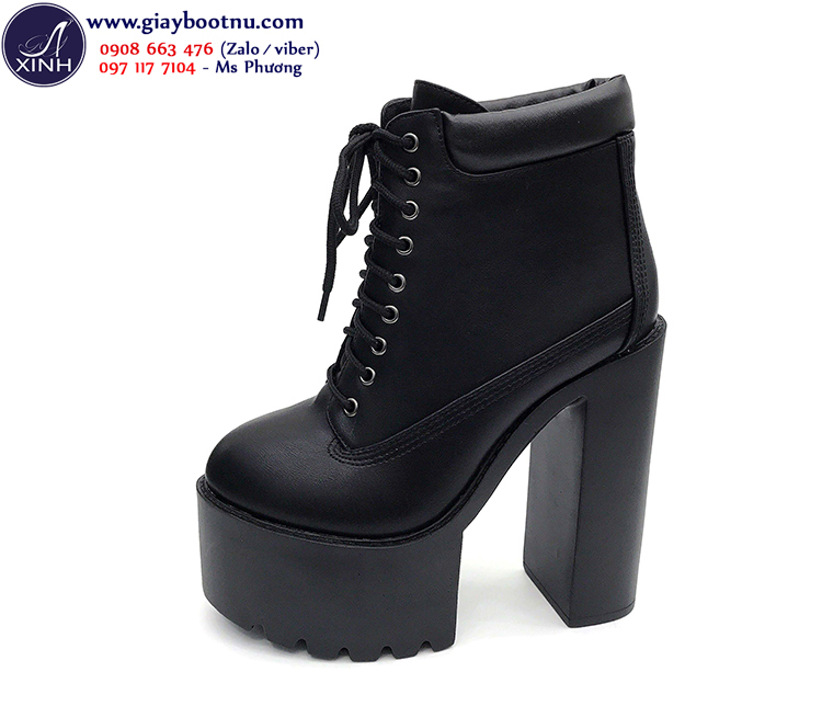 Boot nữ đế vuông tôn dáng 15cm màu đen GBN19201