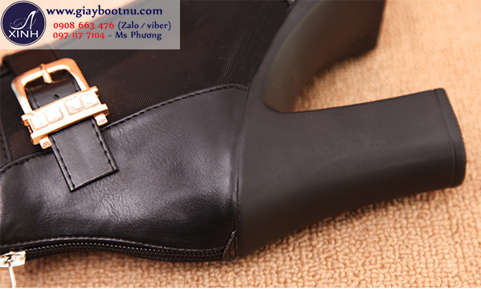 Giày boot nữ hở mũi đen sành điệu GBN20101