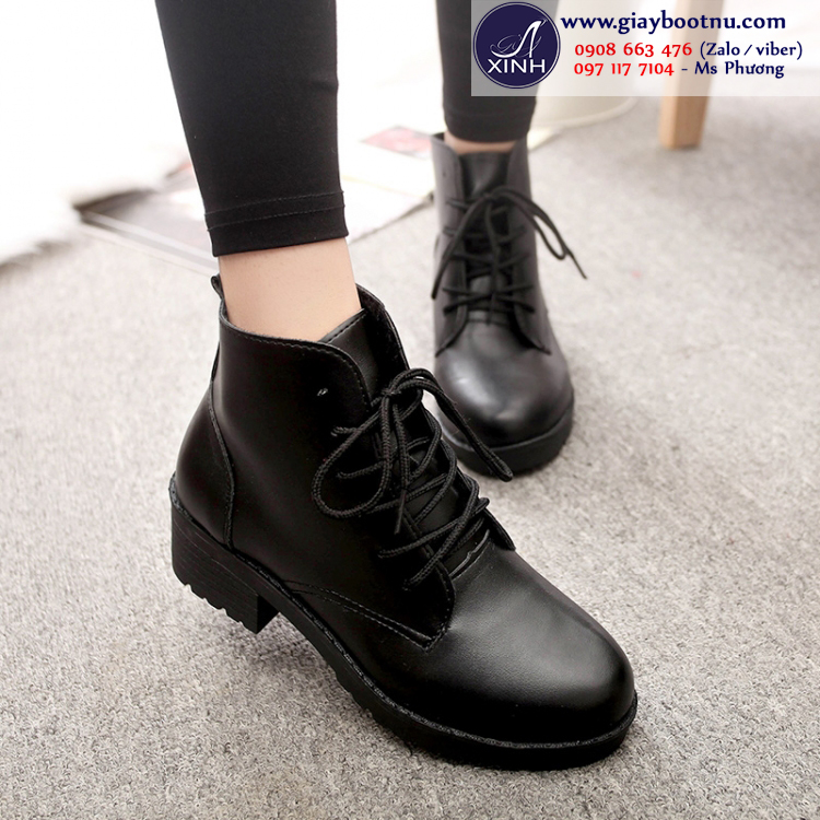 Giày ankle boot cột dây đơn giản với phong cách trẻ trung và sành điệu cho bạn gái luôn tươi tắn