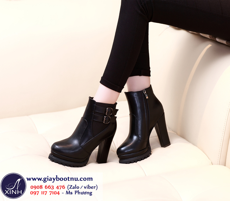 Giày boot nữ đế vuông GBN137 thiết kế theo phong cách đơn giản, sành điệu