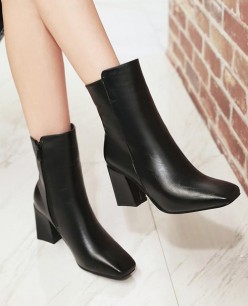 Boot cổ lửng màu đen MŨI VUÔNG thời thượng GBN0801 Boot cổ lửng màu đen MŨI VUÔNG thời thượng GBN0801