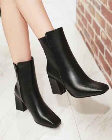 Boot cổ lửng màu đen MŨI VUÔNG thời thượng GBN0801 Boot cổ lửng màu đen MŨI VUÔNG thời thượng GBN0801
