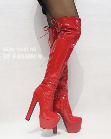 Giày boot đùi cao gót 17cm màu đỏ da bóng TÔN DÁNG GCC12203 Giày boot đùi cao gót 17cm màu đỏ da bóng TÔN DÁNG GCC12203