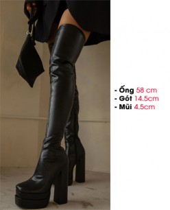 Giày boot cổ cao ngang đùi da PU lì cao 15cm đế đúp ống SIÊU DÀI GCC11801 Giày boot cổ cao ngang đùi da PU lì cao 15cm đế đúp ống SIÊU DÀI GCC11801