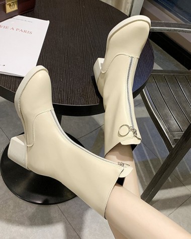 Boot lửng dây kéo giữa màu  vàng mơ XINH XẮN GBN5002 Boot lửng dây kéo giữa màu  vàng mơ XINH XẮN GBN5002