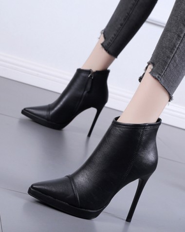 Boot nữ cao gót 10cm mũi nhọn ĐÚP MŨI đơn giản GBN109 Boot nữ cao gót 10cm mũi nhọn ĐÚP MŨI đơn giản GBN109