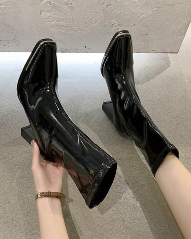 Boot nữ cổ lửng DA BÓNG mũi bọc kim loại THỜI THƯỢNG GBN7102 Boot nữ cổ lửng DA BÓNG mũi bọc kim loại THỜI THƯỢNG GBN7102