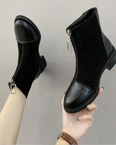 Boot nữ cổ ngắn đế thấp 4cm KHÓA KÉO hiện đại GBN105 Boot nữ cổ ngắn đế thấp 4cm KHÓA KÉO hiện đại GBN105