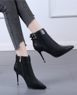 Boot nữ cổ ngắn gót nhọn 9cm mũi nhọn THANH DÁNG GBN107 Boot nữ cổ ngắn gót nhọn 9cm mũi nhọn THANH DÁNG GBN107