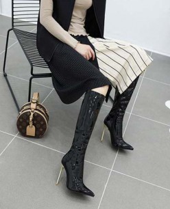 Boot ống cao dưới gối da bóng gót nhọn SANG CHẢNH GCC2701 Boot ống cao dưới gối da bóng gót nhọn SANG CHẢNH GCC2701